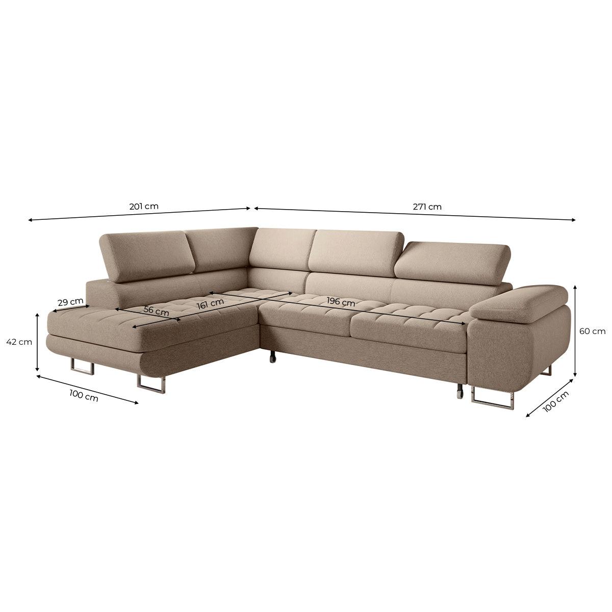 ECKSOFA Eden 4 Sitzplätze Taupe - Taupe, Textil (271/201cm) - Petits-meubles