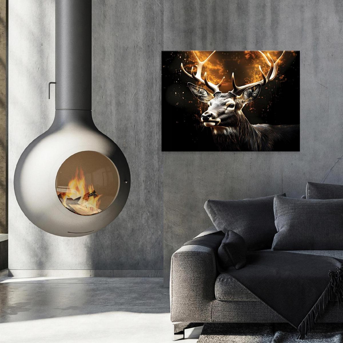 BILDER Abstrakt Hirsche 100x70 - Multicolor, Holzwerkstoff (100/70cm) - Wallarena