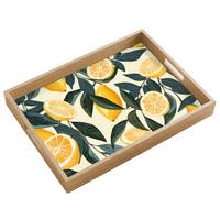 TABLETT Zitronen - Früchte - Blätter - Gelb - Grün - Beige 50x35 cm - Gelb, Holz (50/5/5cm) - OnlyWow