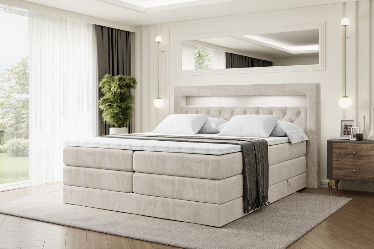 BOXSPRINGBETT NOEL GOLD KING - 180x200 - H3/H4 - Ecru - Ecru, Holzwerkstoff (180/200cm) - ALTDECOR