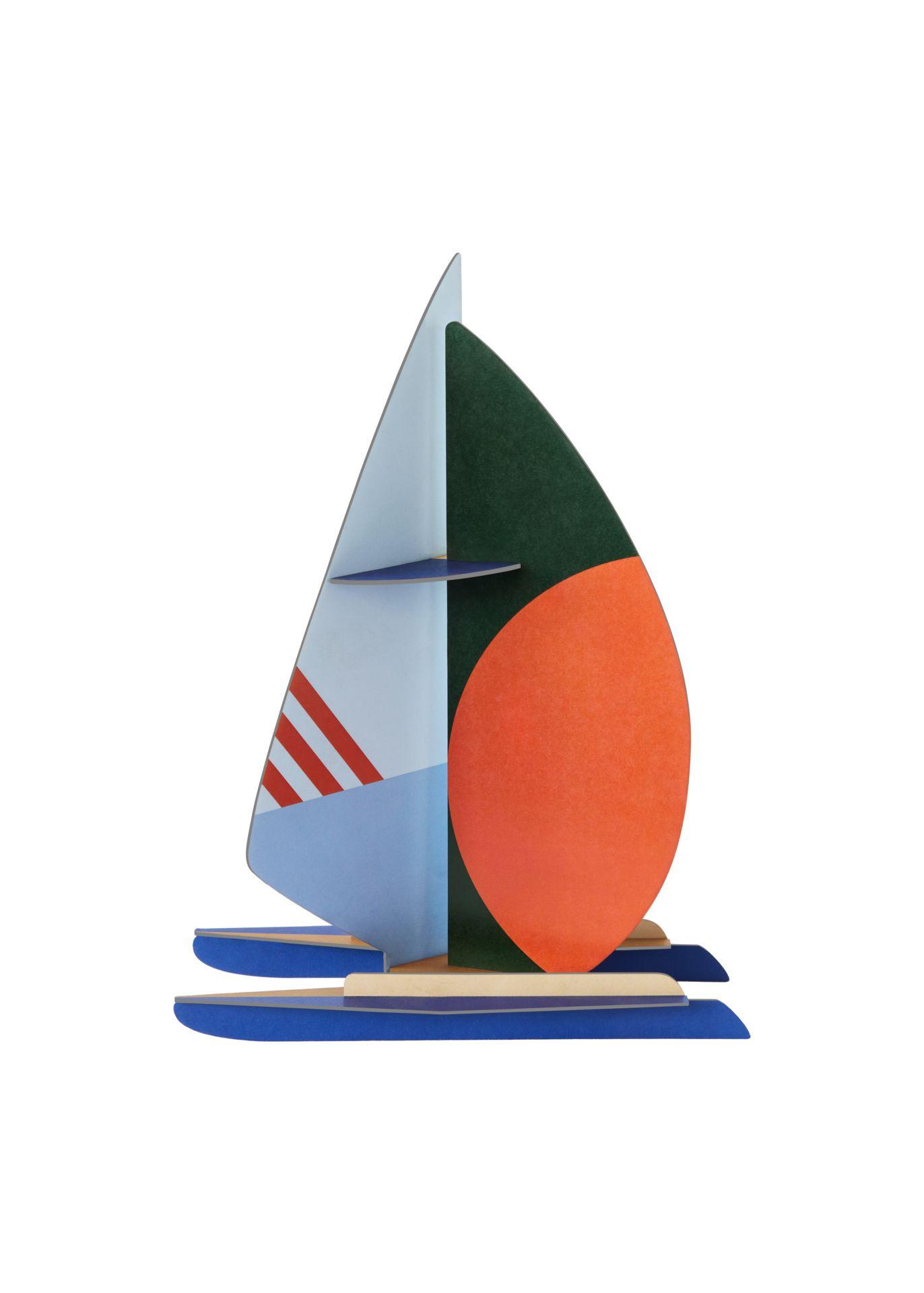 DEKOFIGUR Abstraktes Segelboot 9/31 cm - Multicolor, Wellpappe (9/31/23cm) - Studio Roof