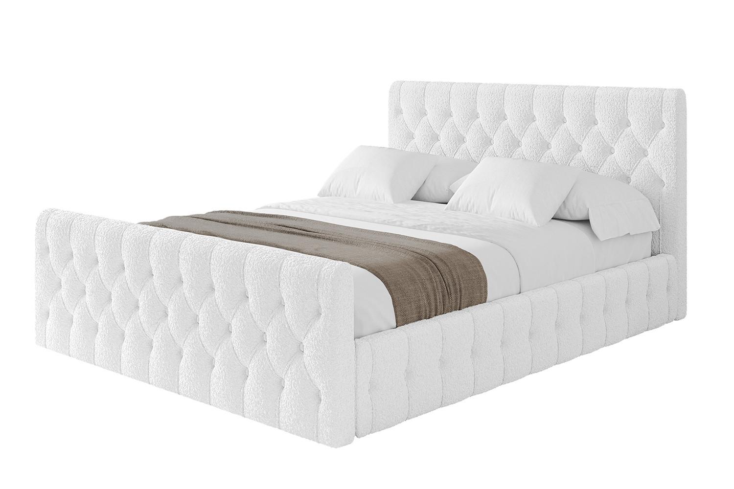POLSTERBETT mit Bettkasten, Fußteil und Lattenrost, Boxbett mit Matratze H3/H4 - LARO-Z 140x200 Weiß - Weiß, Holzwerkstoff/Textil (140/200cm) - ALTDECOR
