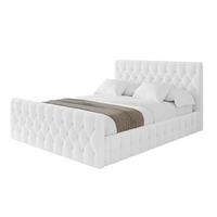 POLSTERBETT mit Bettkasten, Fußteil und Lattenrost, Boxbett mit Matratze H3/H4 - LARO-Z 180x200 Weiß - Weiß, Holzwerkstoff/Textil (180/200cm) - ALTDECOR