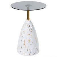 BEISTELLTISCH Sicherheitsglas Weißer Marmor Wabby - Weiß, Metall (40/40/56cm) - Beliani