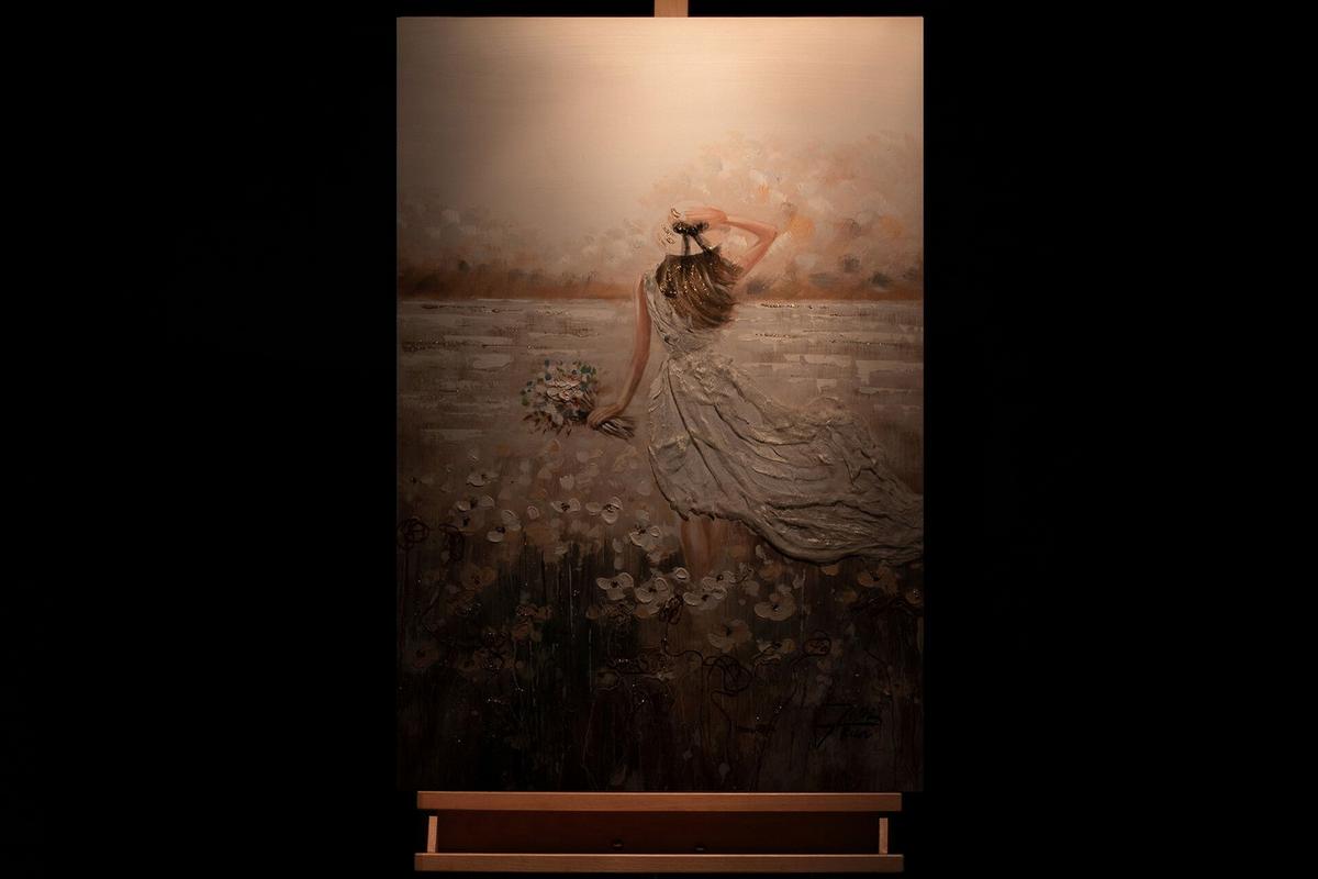 ACRYLBILD HANDGEMALT 60/90 cm - Beige, Holz/Textil (60/90cm) - KUNSTLOFT