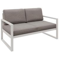 GARTENBANK Bellano Outdoor 2-Sitzer Polster-Loungebank, Stahlgestell Kaschmir, Dunkelbeige 76/146/80 cm - Beige, Textil (146/86/80cm) - WFL GROUP