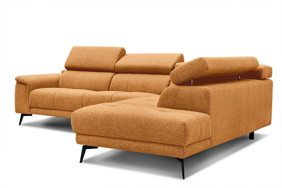 ECKSOFA FIERO 5-Sitzer, orange - Schwarz/Orange, Holzwerkstoff/Textil (290/228cm) - Wozimo