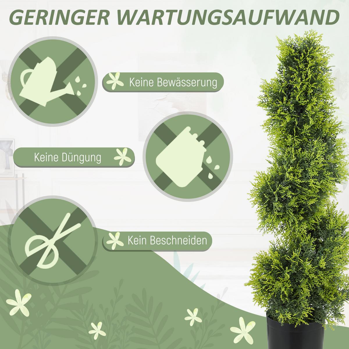KUNSTPFLANZE Kunststoff Metall Grün - Schwarz/Grün, Kunststoff (90cm) - HOMCOM