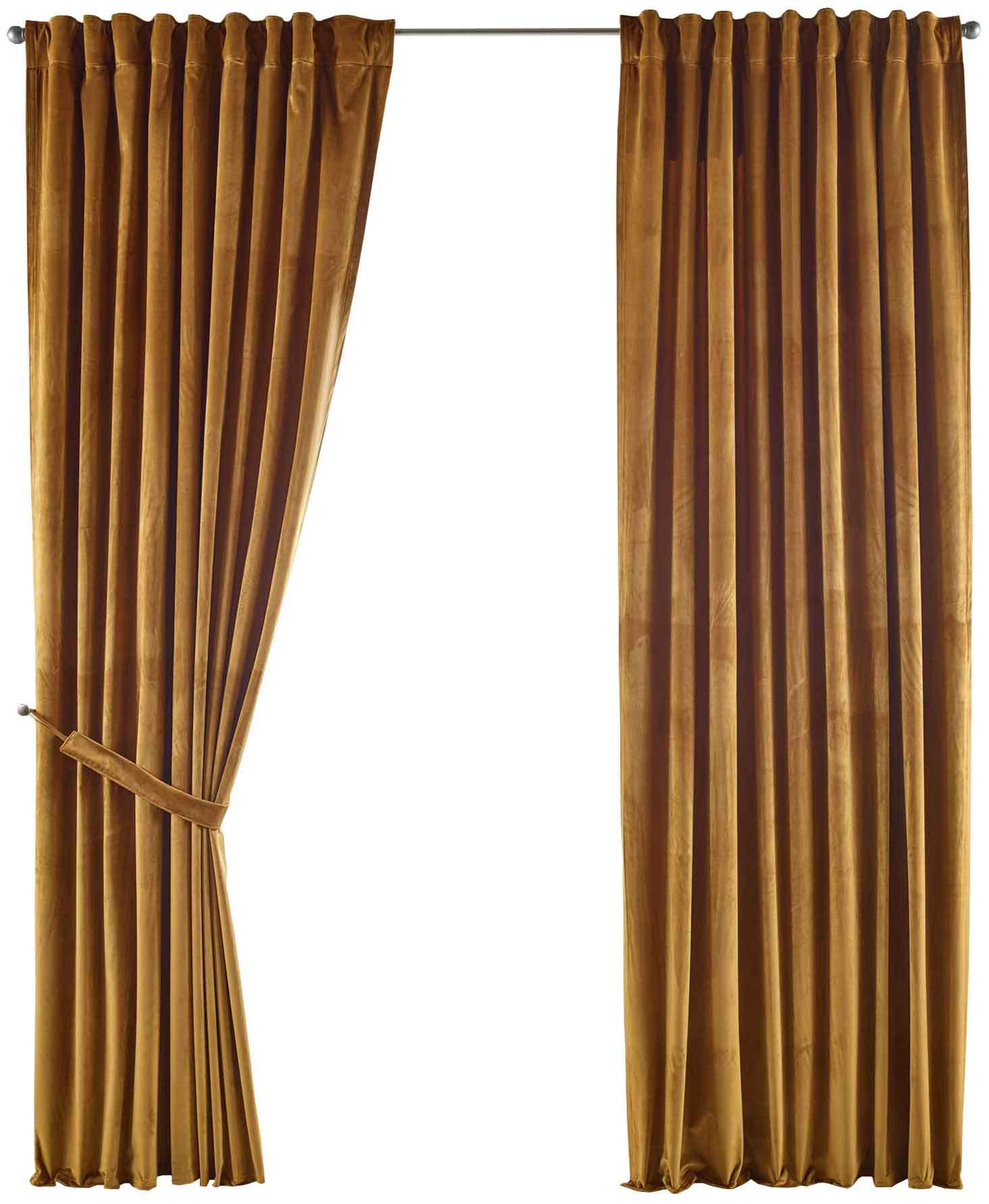 VORHANG 2ER SET MILANO HxB 235x135 cm Senf - Hellbraun, Textil (135/235cm) - Gardinenbox