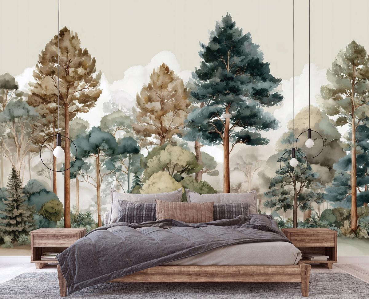 FOTOTAPETE Wald Bäume Grün 250x175 cm - Multicolor, Papier (250/175cm) - Wallarena