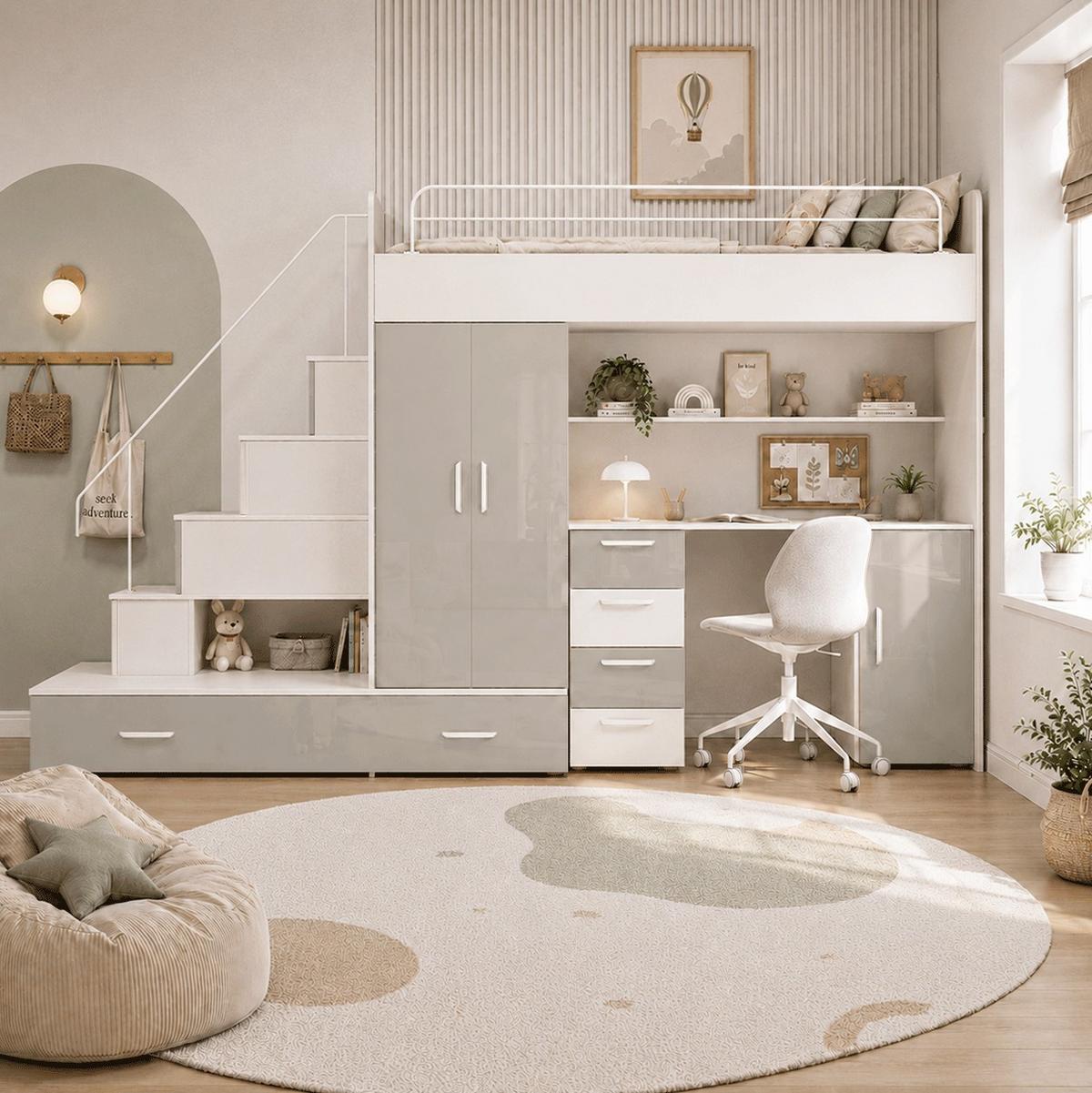 KASCHMIR Kinderset RAJ 5, Hochglanz - Kaschmir/Beige, Holzwerkstoff (320/180/86cm) - Lookway