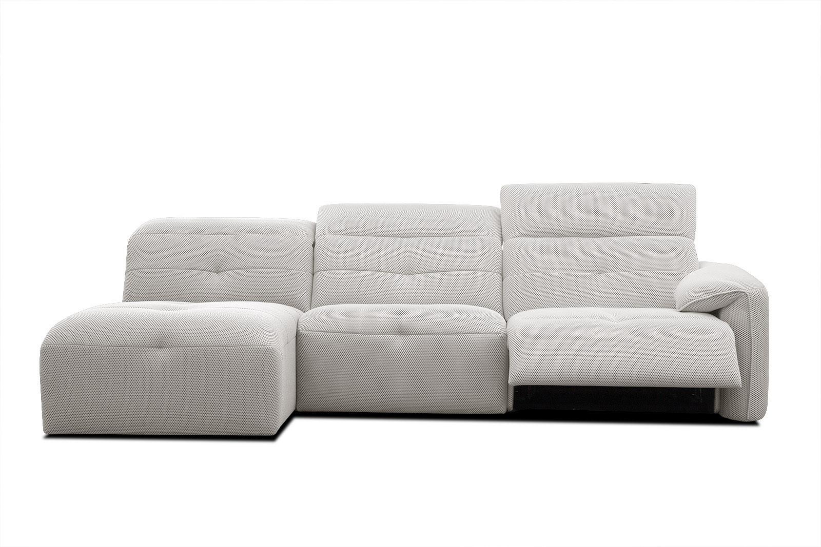 ECKSOFA TRENTO 4-Sitzer mit 1 Relaxfunktion, ecru - Ecru/Schwarz, Holzwerkstoff/Kunststoff (165/262cm) - Wozimo