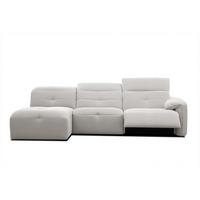 ECKSOFA TRENTO 4-Sitzer mit 1 Relaxfunktion, ecru - Ecru/Schwarz, Holzwerkstoff/Kunststoff (165/262cm) - Wozimo
