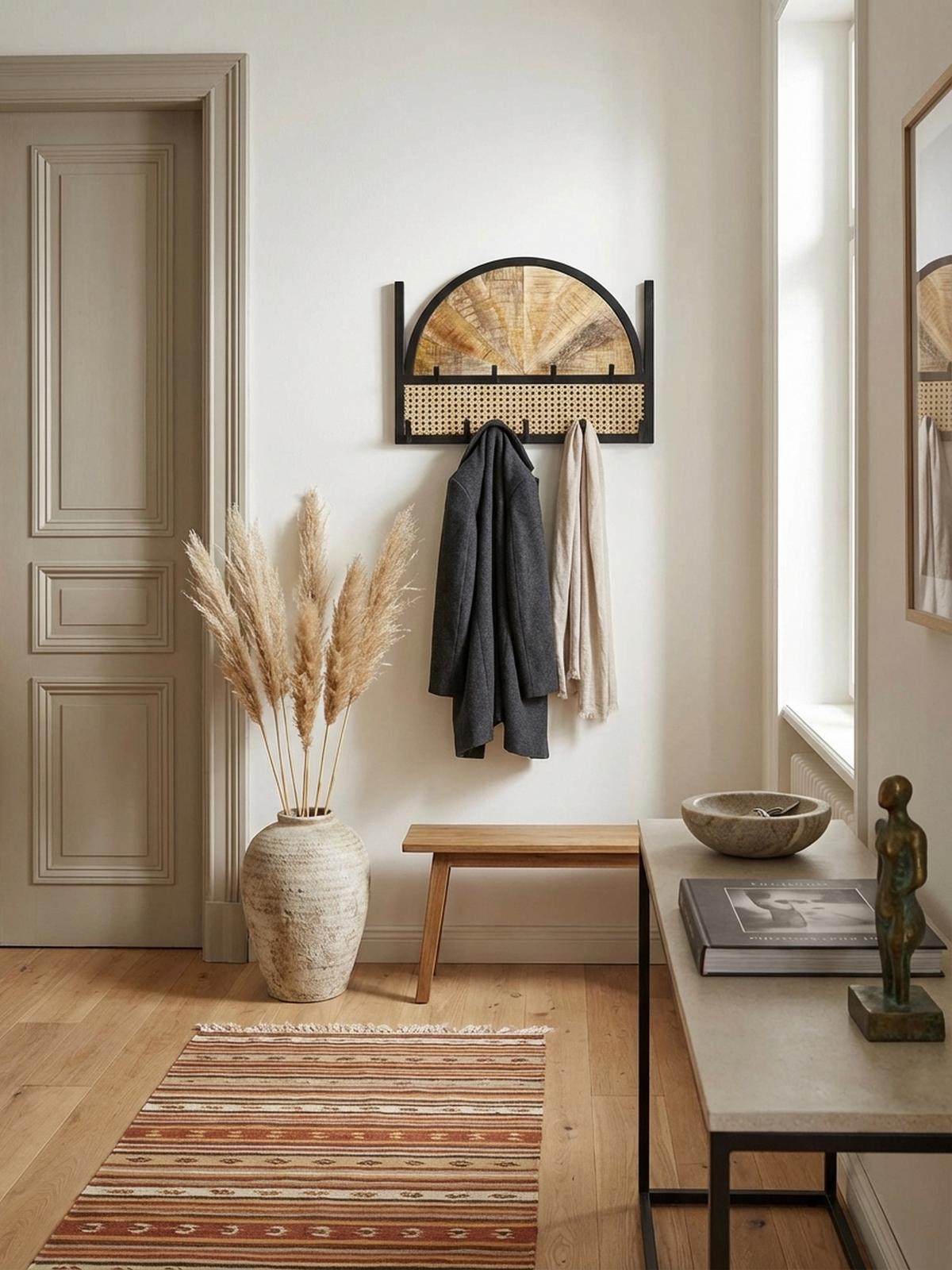 WANDGARDEROBE Mango Massivholz Rattan Metall Modern - Braun, Holz/Metall (53/40/8cm) - KADIMA DESIGN
