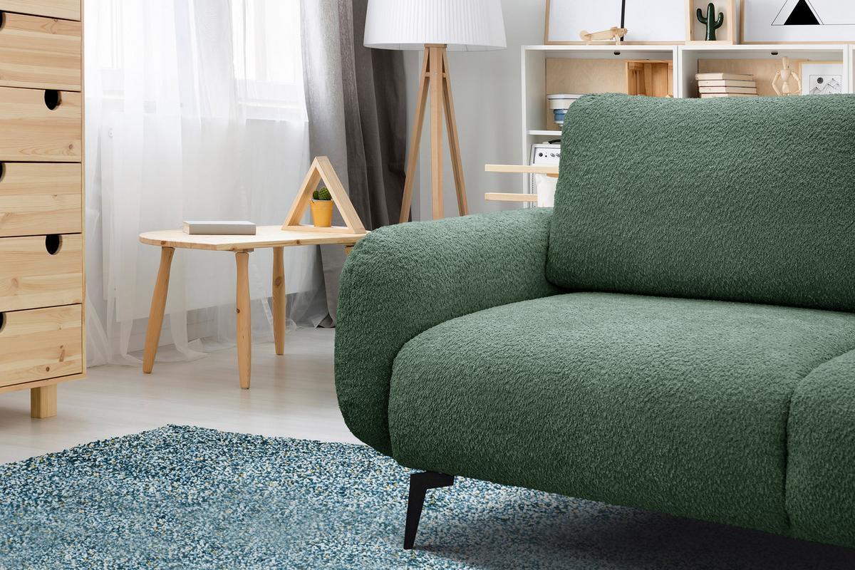 SOFA FEBE 3-Sitzer, olivgrün - Schwarz/Olivgrün, Holz/Textil (190/82/96cm) - Wozimo