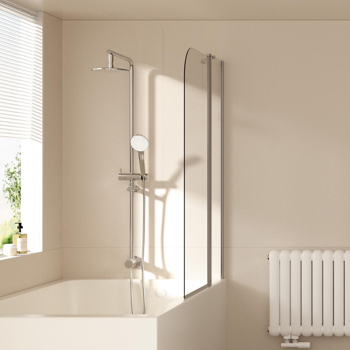 BADEWANNENAUFSATZ mit Festteil und Schwenkfunktion 100/140 cm - Transparent, Glas (100/140cm) - EMKE