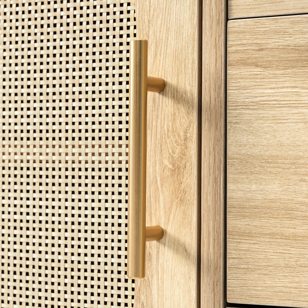 SIDEBOARD mit Rattan-Türen, 100x40x60 cm - Eiche San Remo, Holzwerkstoff/Metall (120/74/40cm) - Urban Meuble