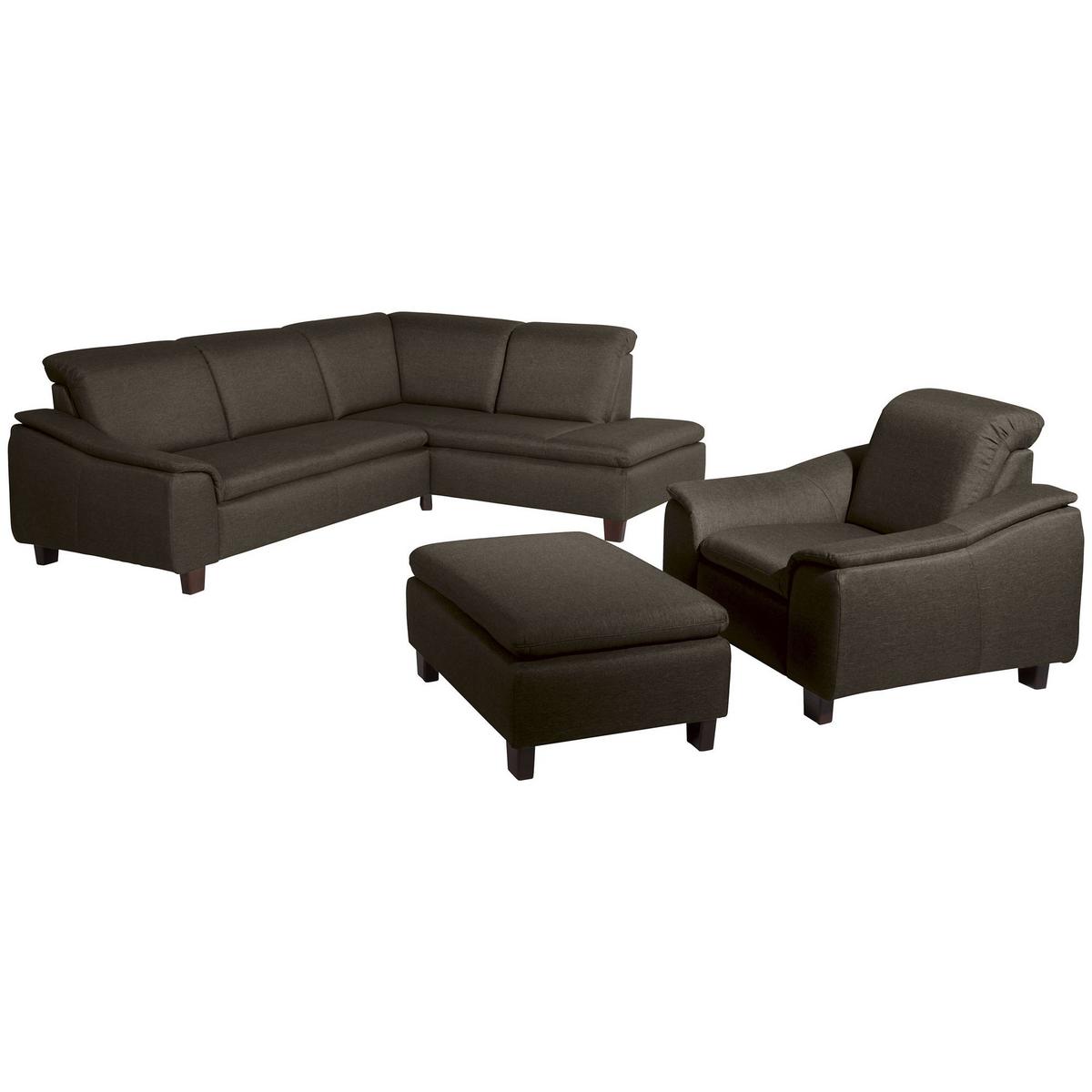 ECKSOFA mit Ottomane rechts Kaylil Flachgewebe braun - Braun, Kunststoff (187/247cm) - 58aufmkessel