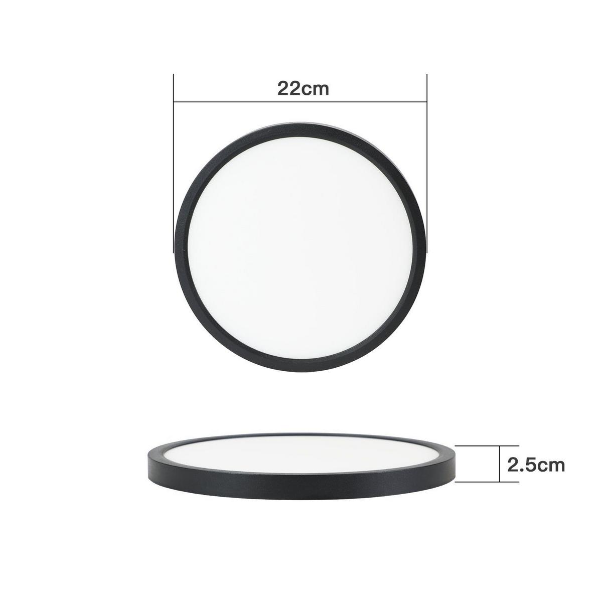 LED-DECKENLEUCHTE Ulmenhainbach 22/2.5/22 cm - Schwarz, Kunststoff (22/22/2.5cm) - ZMH