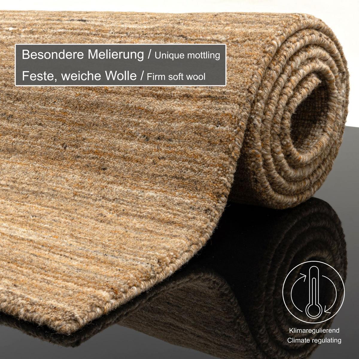 HANDWEBTEPPICH Pure 70x140 cm - Currygelb, Textil (70/140cm) - THEKO