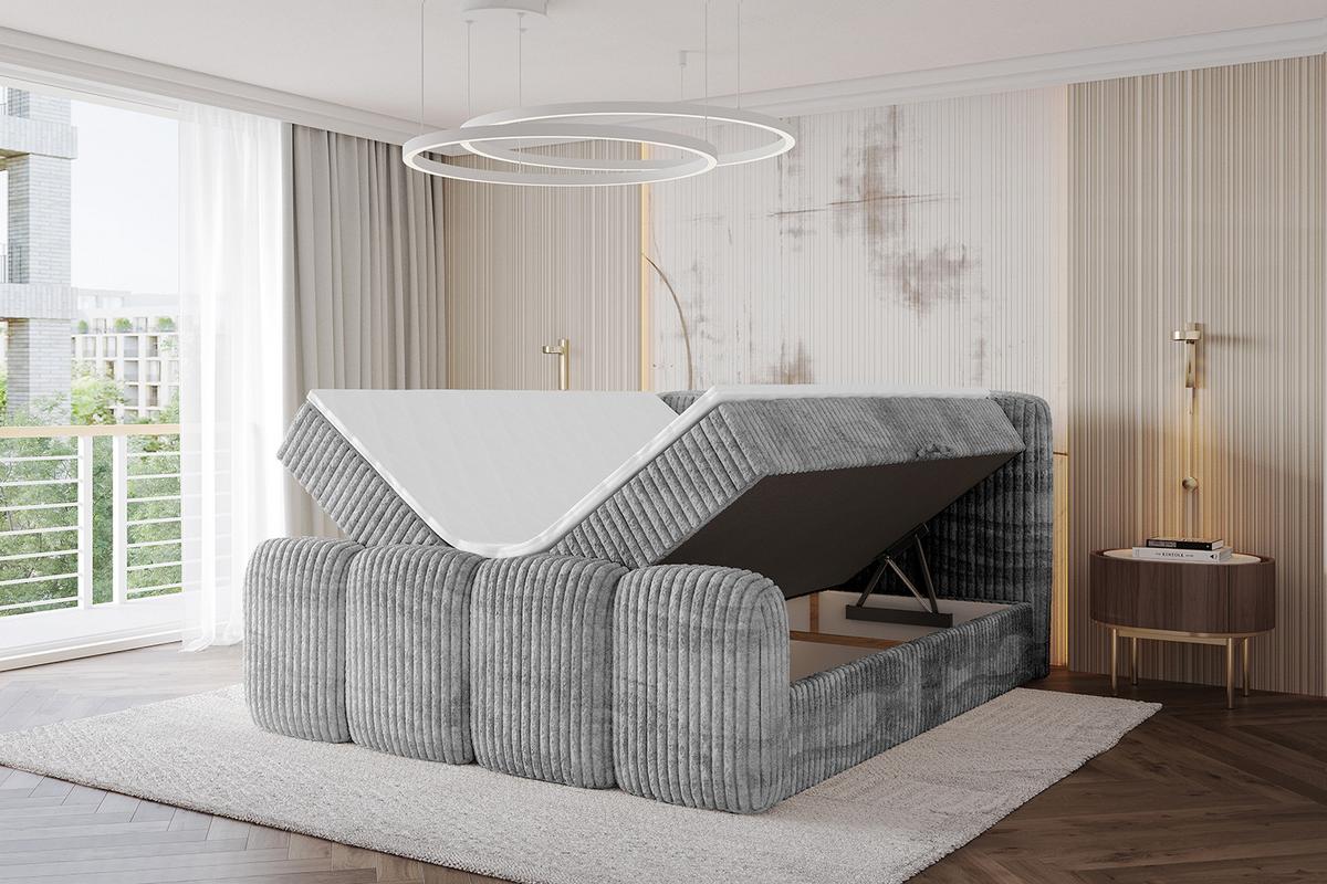 BOXBETT mit Matratze H4 und Lattenrost - NINA-Z - 180x200 cm Tila - Hellgrau - Hellgrau, Holzwerkstoff (180/200cm) - ALTDECOR