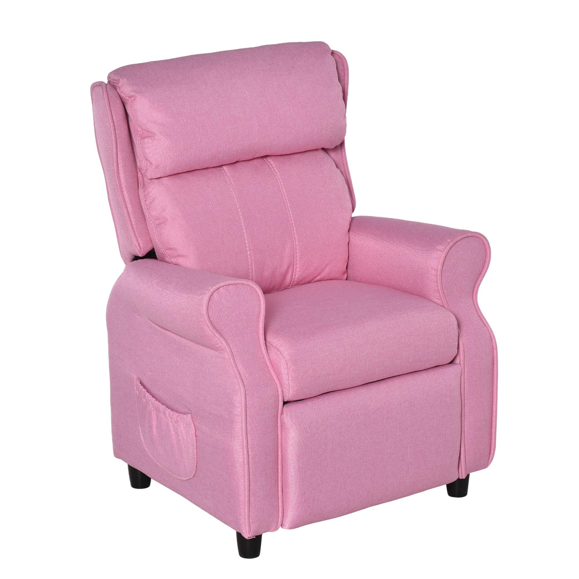 KINDERSESSEL Kindersofa Kindercouch Liegesofa verstellbar mit Fußstütze Rosa - Rosa, Holz (53/70/58cm) - HOMCOM