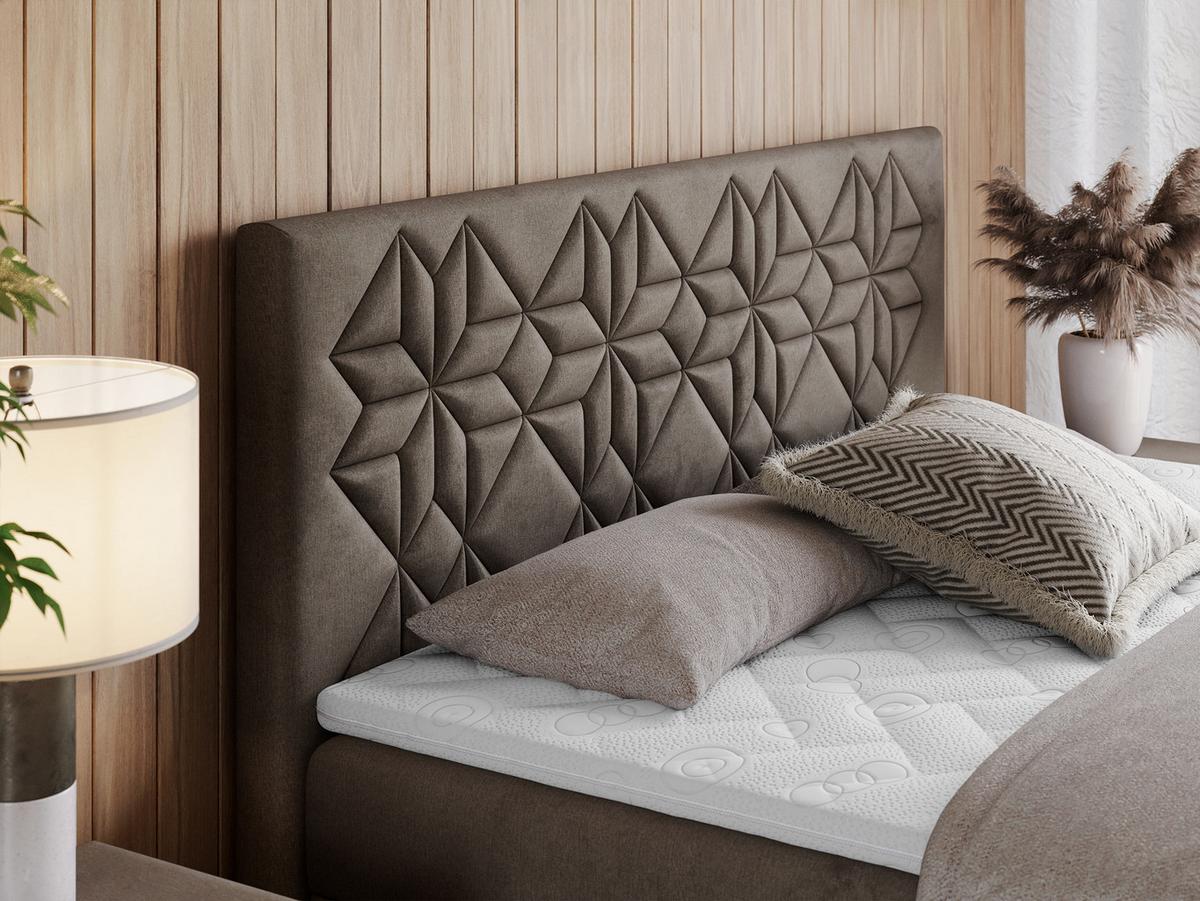 BOXBETT LEILA 160/200 Braun Velvet - H4 - Braun, Holz/Textil (160/200cm) - MKS