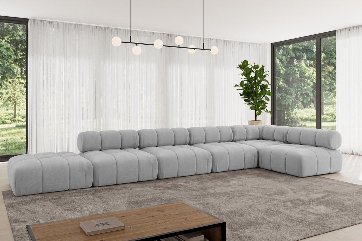 ECKSOFA modulares Sofa Favio-L3 - 475x190x70 cm Hellgrau Velours - Hellgrau, Holzwerkstoff/Textil (475/190cm) - ALTDECOR