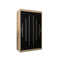 SCHWEBETÜRENSCHRANK 200/120/62 2-türig - Silberfarben/Schwarz, Holz/Kunststoff (120/200/62cm) - Abiks Möbel