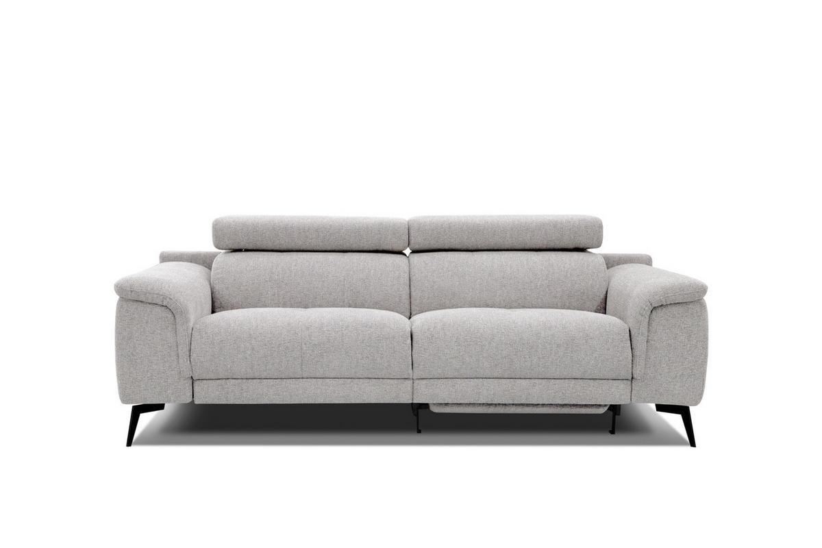 RELAXSOFA FIERO 3-Sitzer mit 1 Relaxfunktion, hellgrau - Hellgrau/Schwarz, Holzwerkstoff/Textil (212/82/103cm) - Wozimo
