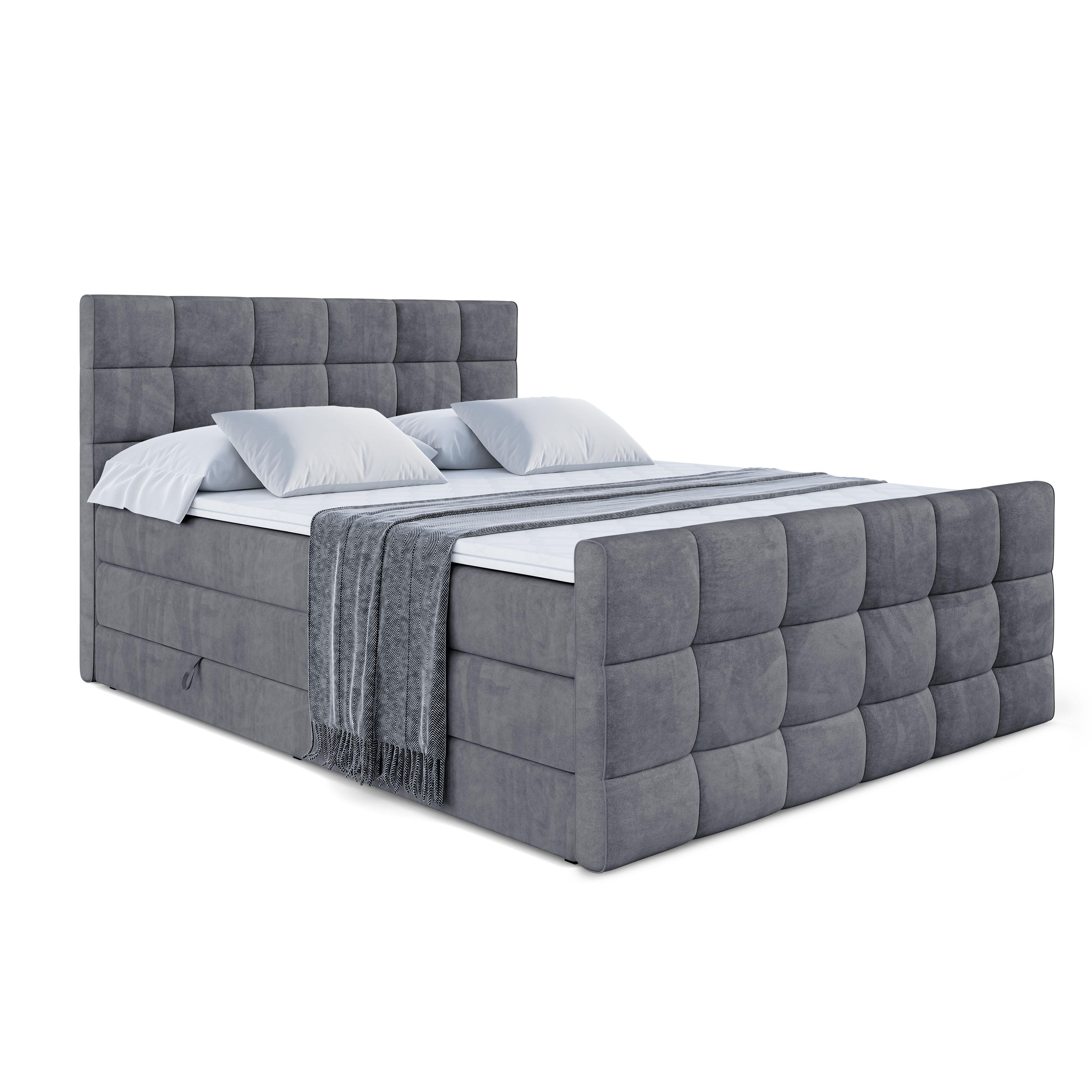 BOXSPRINGBETT APO-Z KING - 140 x 200 - H3/H4 - Dunkelgrau - Dunkelgrau, Holzwerkstoff (140/200cm) - ALTDECOR