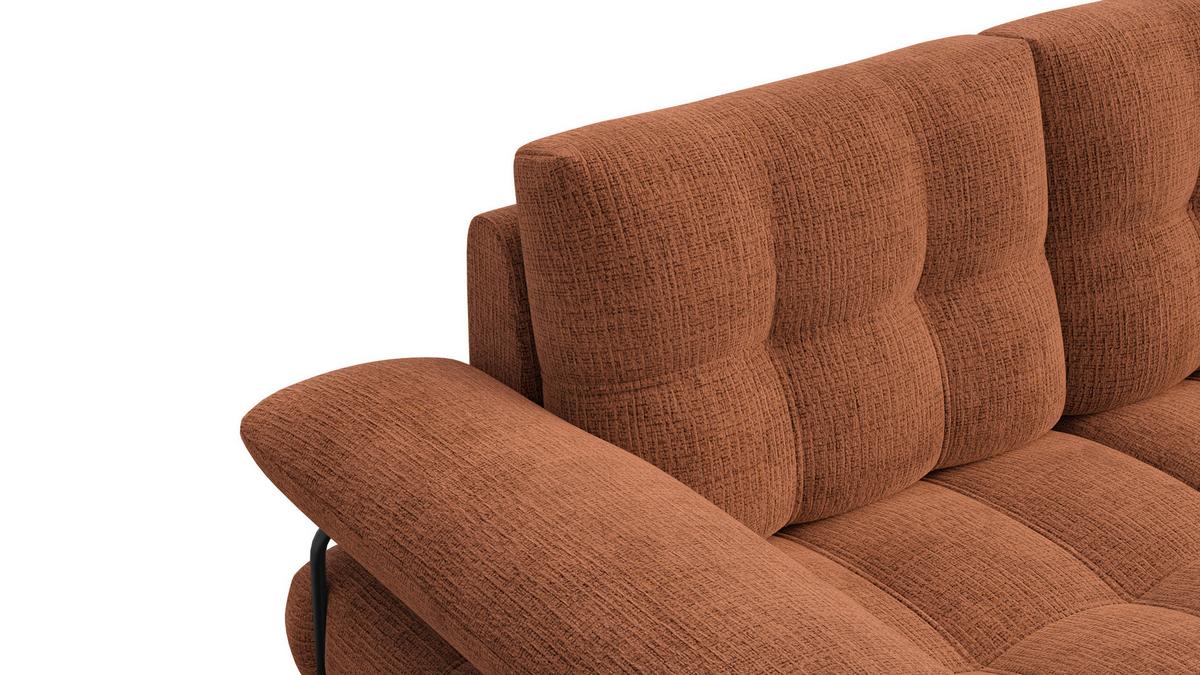 SOFA BUBBARA 2-Sitzer, rostrot - Schwarz/Orange, Holz/Textil (185/87/96cm) - Wozimo