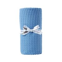 BABYDECKE Waffelpiqué 125/150 cm, Bio-Baumwolle - Blau, Textil (125/150cm) - Homescapes