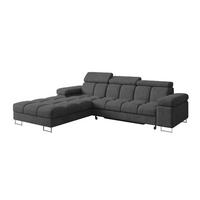 ECKSOFA mit Schlaffunktion Ottomane Links 271x203x79 Dunkelgrau Velours - Dunkelgrau, Holzwerkstoff/Textil (271/203cm) - ALTDECOR