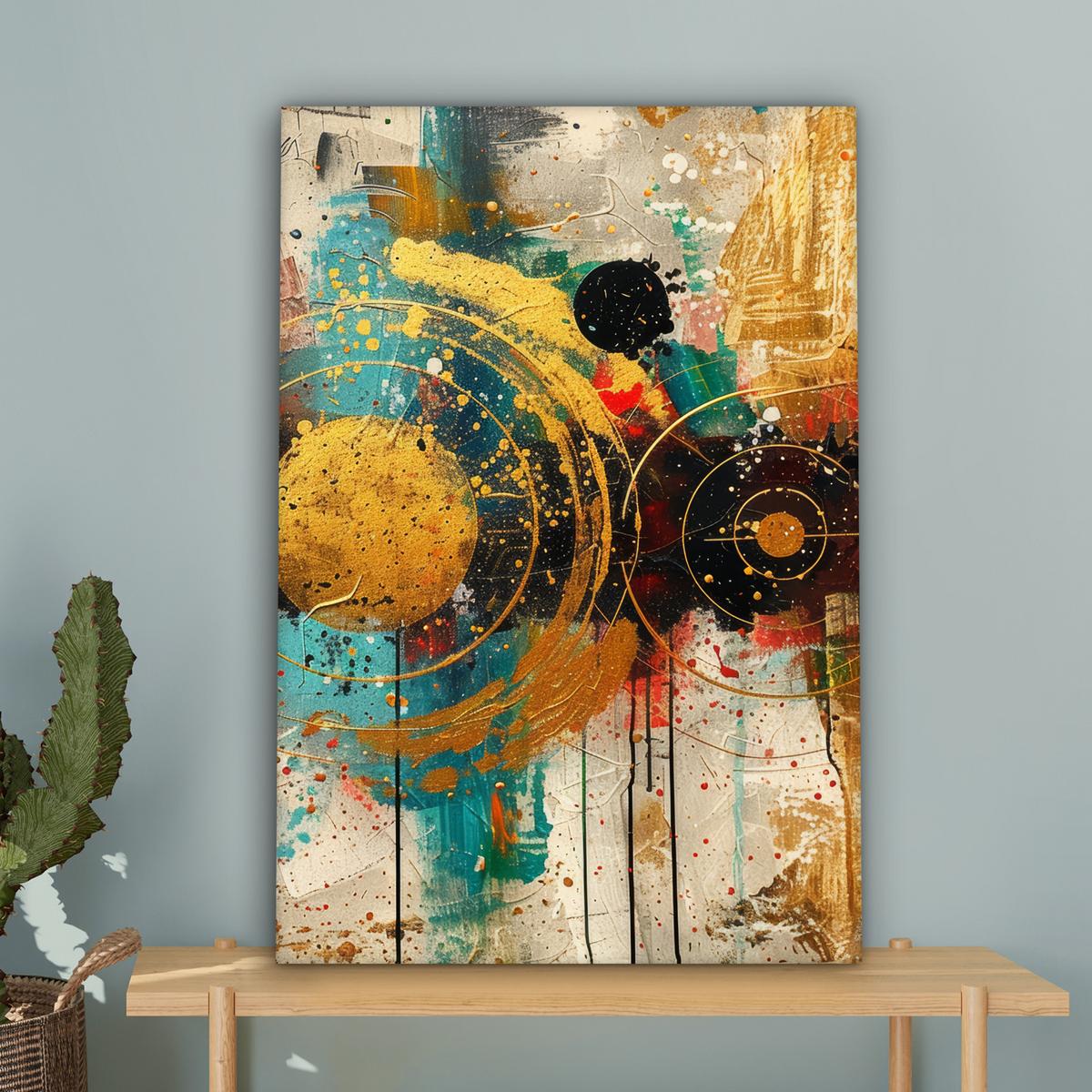 LEINWANDBILD Abstrakt - Kunst - Gold - Modern Wanddeko 40x60 cm - Multicolor, Textil (40/60cm) - MuchoWow