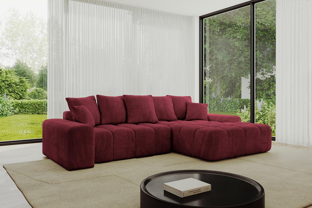 ECKSOFA Ottomane Rechts ENSI-L - 267x164x69 cm Bordeaux - Bordeaux, Holzwerkstoff/Kunststoff (164/267cm) - ALTDECOR