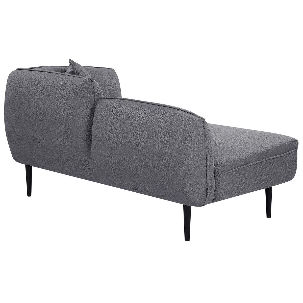 CHAISELONGUE Bouclé dunkelgrau rechtsseitig Chevannes - Schwarz/Grau, Textil (138/74/77cm) - Beliani