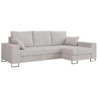 ECKSOFA Dorian Cord Weiß - Goldfarben/Weiß, Textil/Metall (242/138cm) - MKS