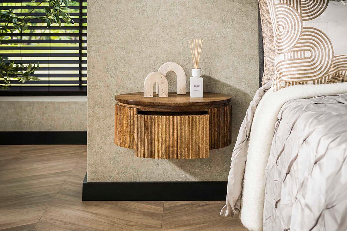 NACHTTISCH HEVE Holz Mango - Zwetschgeholzfarben, Holz (50/20/35cm) - KAWOLA