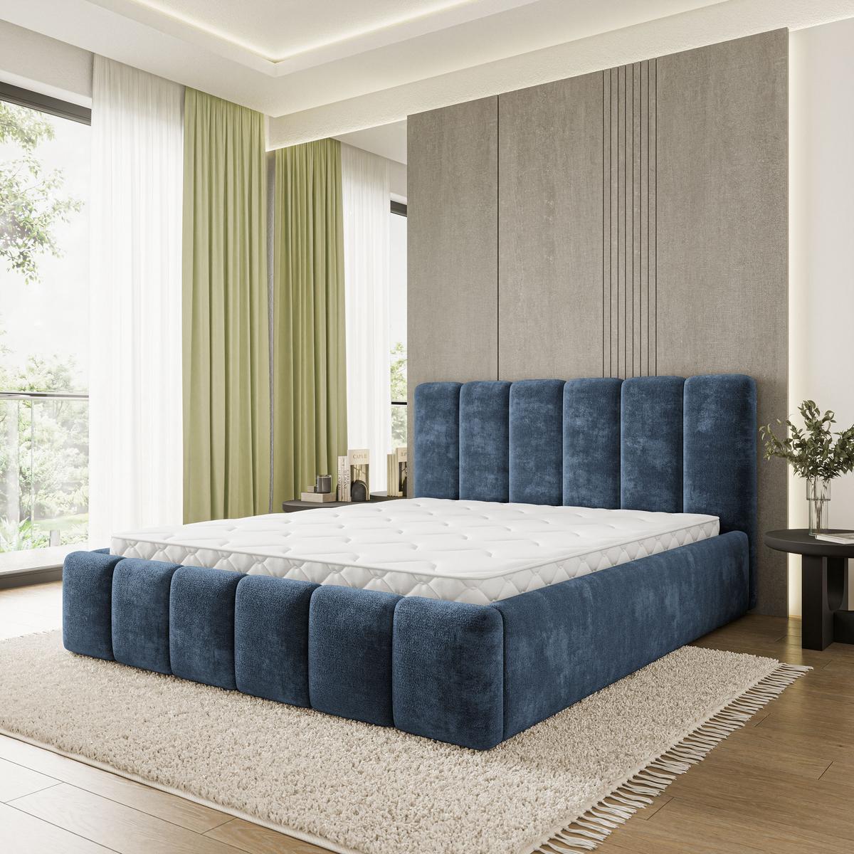 POLSTERBETT ATTORA LM 200x200 cm mit Bettkästen - Blau - Blau, Holz (200/200cm) - MASSENO