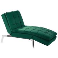 RELAXLIEGE Samtstoff smaragdgrün verstellbar Loiret - Silberfarben/Grün, Textil (179/93/76cm) - Beliani
