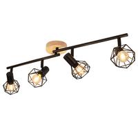 DECKENSTRAHLER Evvin 70/9.2/15.5 cm - Schwarz/Braun, Holz/Metall (70/9.2/15.5cm) - ZMH