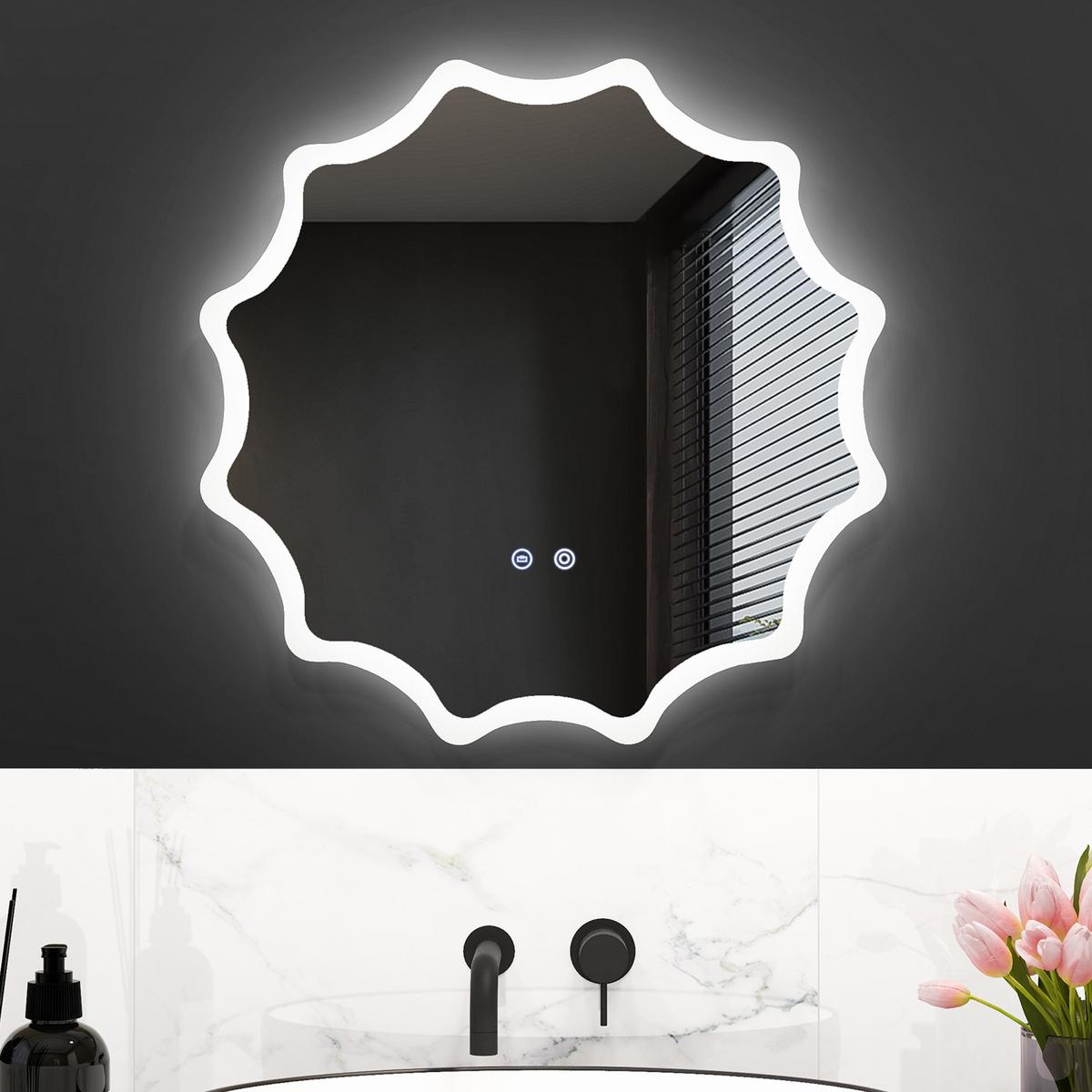 BADEZIMMERSPIEGEL Silber - Silberfarben, Glas (60/5/60cm) - COSTWAY