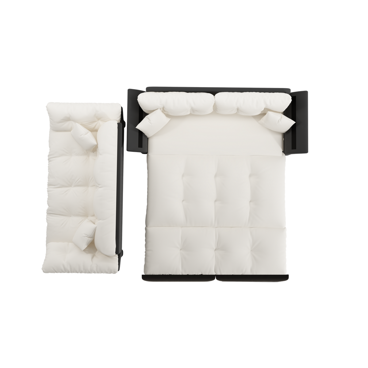 SCHLAFSOFA aus velours im tufting-design, 3-in-1 funktion und queen-size bett - Beige, Textil (190/91/85cm) - Urban Meuble