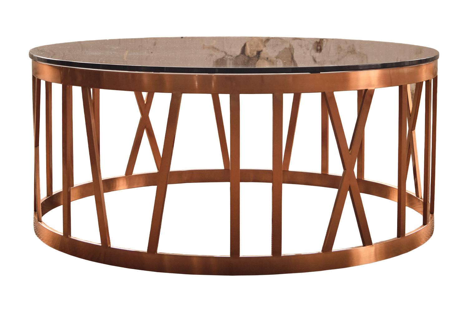 COUCHTISCH MELLA Rosé Glas - Roségold/Rosa, Glas/Metall (100/100/43cm) - KAWOLA