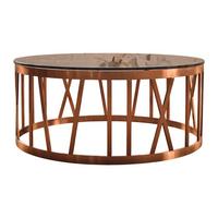 COUCHTISCH MELLA Rosé Glas - Roségold/Rosa, Glas/Metall (100/100/43cm) - KAWOLA
