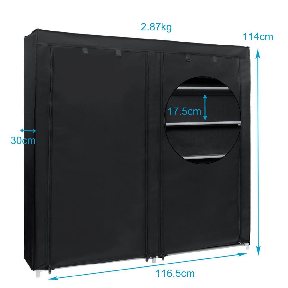 FALTSCHRANK 120x30x110 cm - Schwarz, Textil (30/115/116cm) - Intirilife