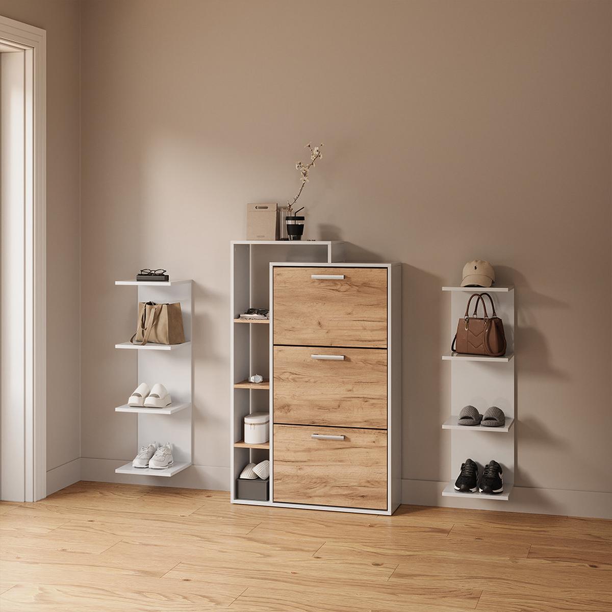 WANDREGAL Vesuvio Weiß 30 x 95 cm 2er Set - Weiß, Holzwerkstoff (30/95/28cm) - Livinity®
