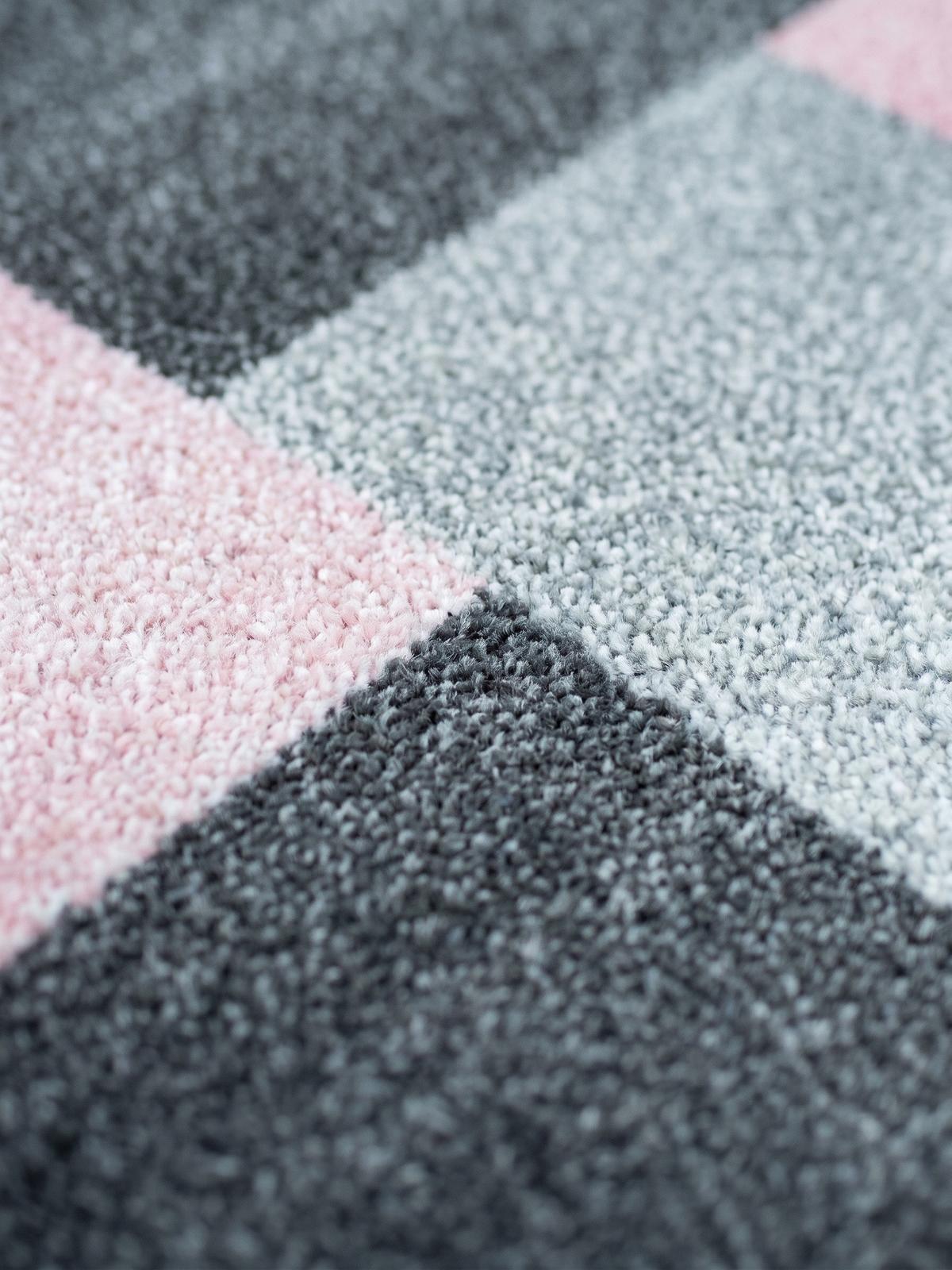 TEPPICH Kurzflor SOLDA in Rosa, kariert, 80 x 250 cm - Rosa, Textil (80/250cm) - KADIMA DESIGN