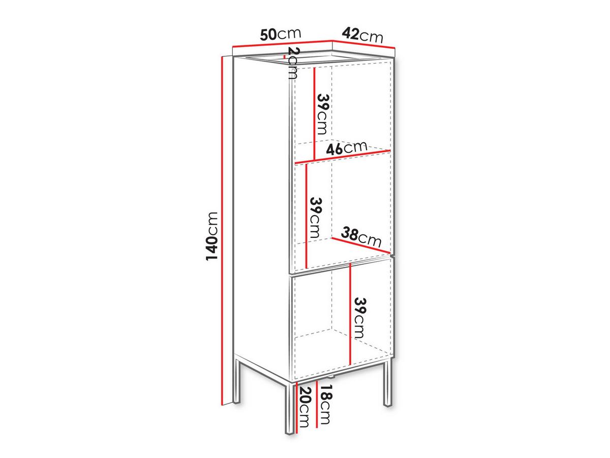 KOMMODE Como 50 2D - Kaschmir/Schwarz, Holzwerkstoff/Metall (50/140/42cm) - MIRJAN24